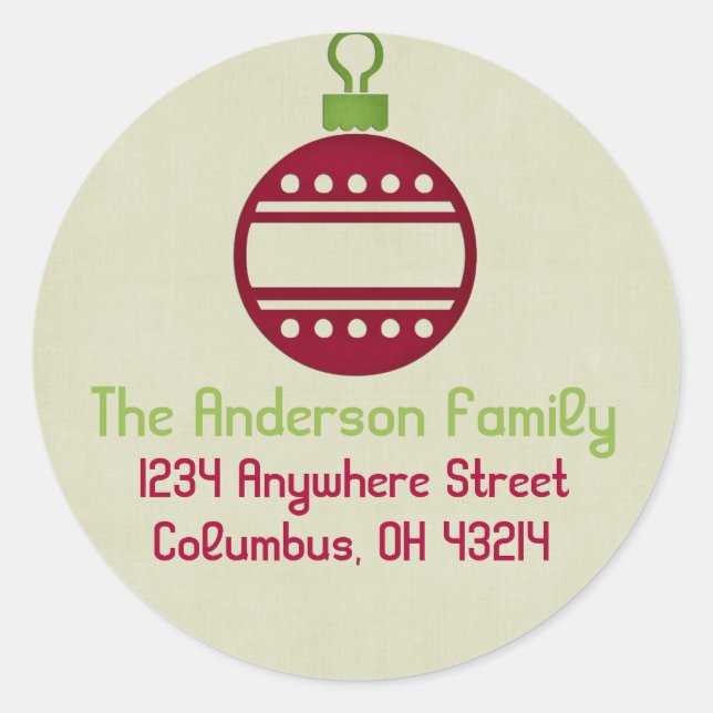 Sticker Rond Noël 9 : Ornement 2 Round Retour Adresse (Devant)