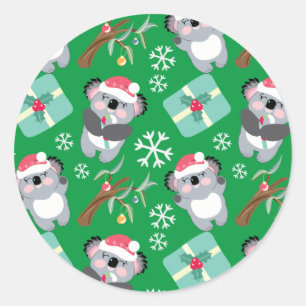 Sticker Rond Noël à Cute Koala