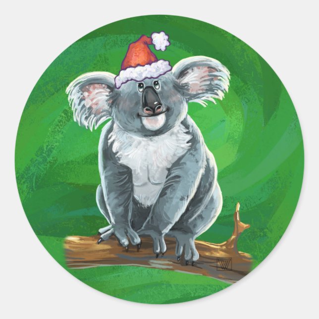 Sticker Rond Noël à Koala Bear (Devant)