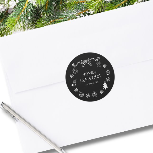 Sticker Rond Noël à la main de Whimsical (Créateur téléchargé)