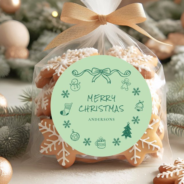 Sticker Rond Noël à la main de Whimsical (Créateur téléchargé)