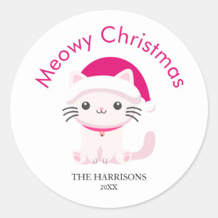Sticker Rond Noël à la Meowy Cat