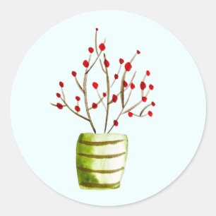 Sticker Rond Noël à l'aquarelle de Red Berries