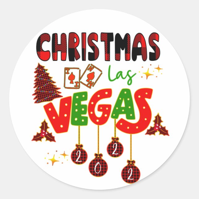 Sticker Rond Noël à Las Vegas Group Correspondance typographiqu (Devant)