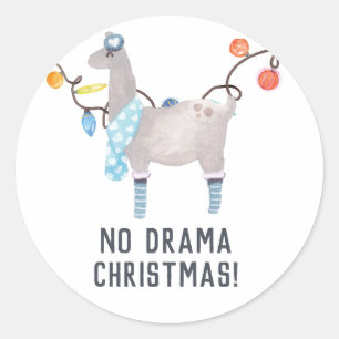 Sticker Rond Noël à thème Llama