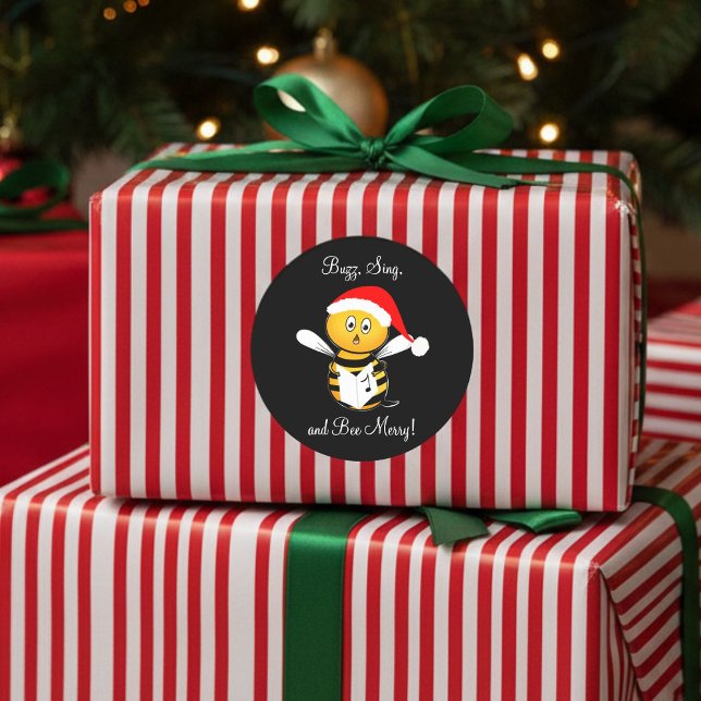 Sticker Rond Noël Abeille Chante Abeille Joyeuse ! (Créateur téléchargé)