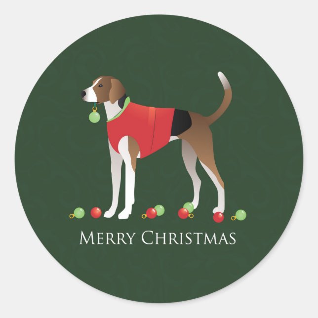 Sticker Rond Noël américain Foxhound (Devant)