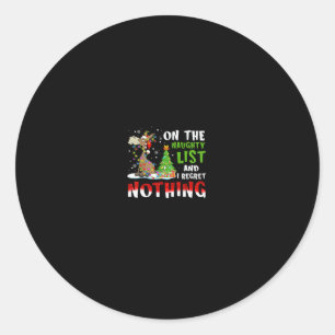 Sticker Rond noël âne sur la liste coquine et je regrette