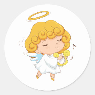 Sticker Rond Noël Angel à main mignonne