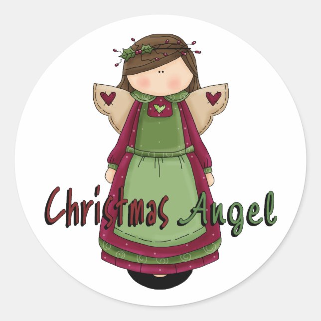 Sticker Rond Noël Angel D1 Design (Devant)