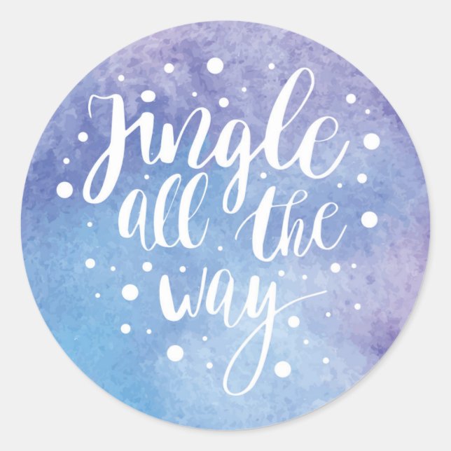 Sticker Rond Noël | Aquarelle - Jingle All Way Cote (Devant)