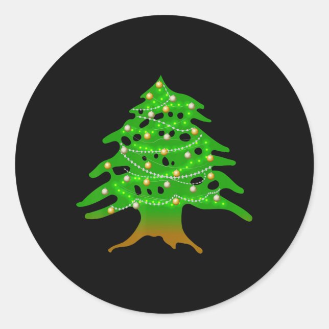Sticker Rond Noël Arbre Libanais Liban Drapeau Ced de Noël (Devant)