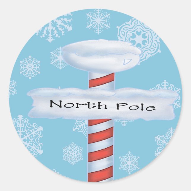 Sticker Rond Noël au Pôle Nord (Devant)