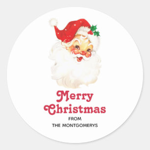 Sticker Rond Noël au Vieux Père Noël du rétro Vintage