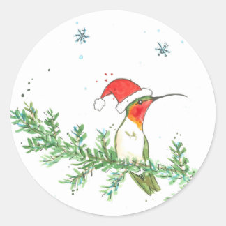 Sticker Rond Noël aux colibris