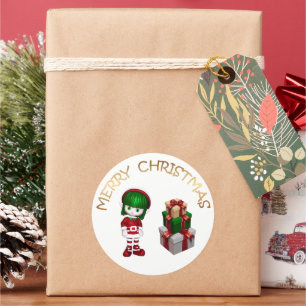 Sticker Rond Noël aux elfes