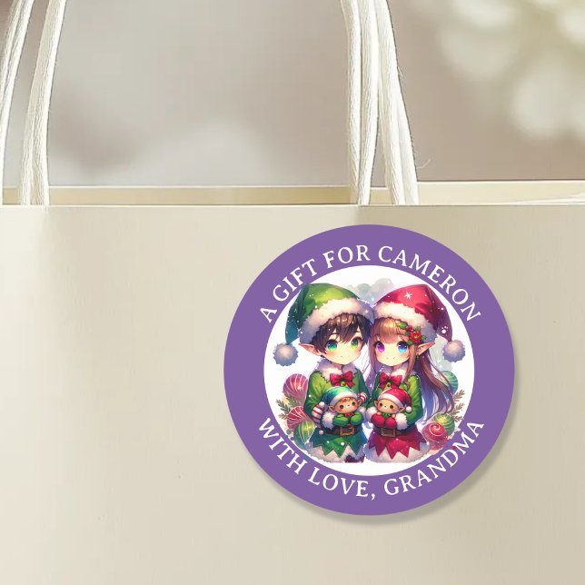 Sticker Rond Noël aux elfes de l'Anime | A et De (Créateur téléchargé)