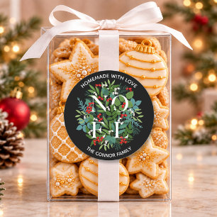 Sticker Rond NOEL Baies de Houx Noël Maison