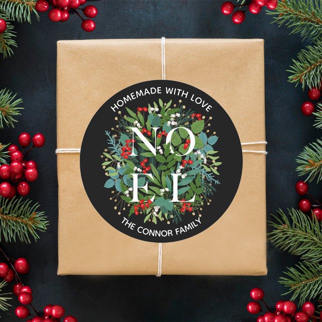 Sticker Rond NOEL Baies de Houx Noël Maison (Créateur téléchargé)