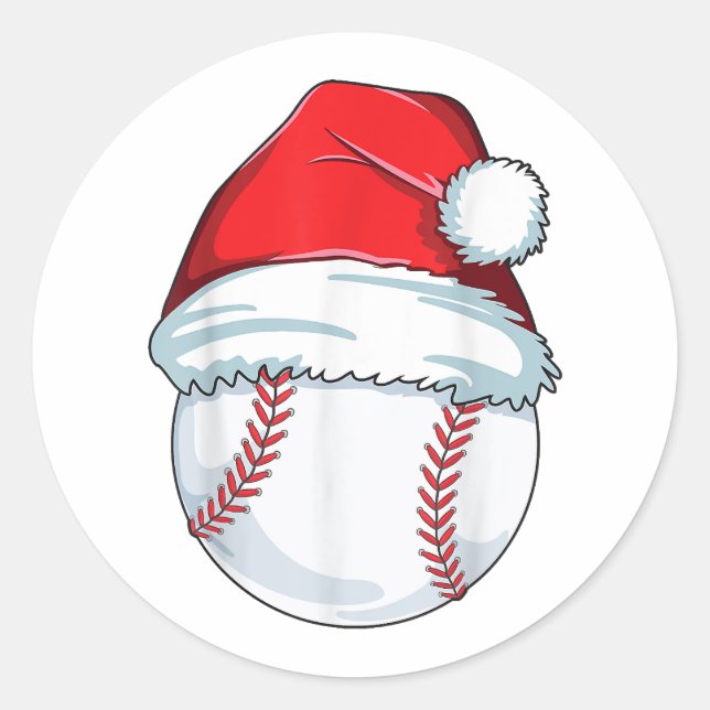 Sticker Rond Noël Baseball Santa Hat Ball Enfants garçons Homme (Devant)