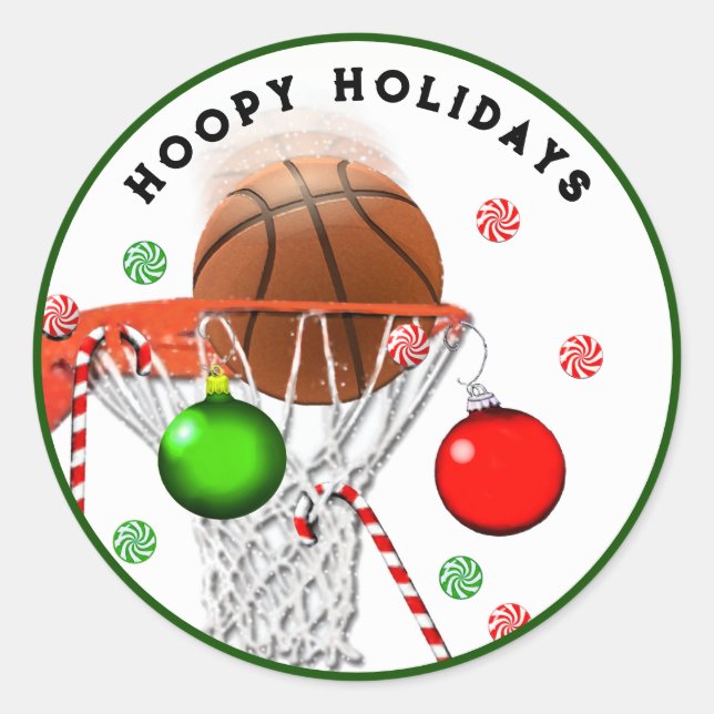 Sticker Rond Noël Basket-ball (Devant)