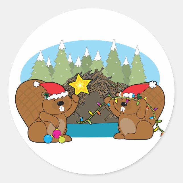 Sticker Rond Noël Beaver (Devant)