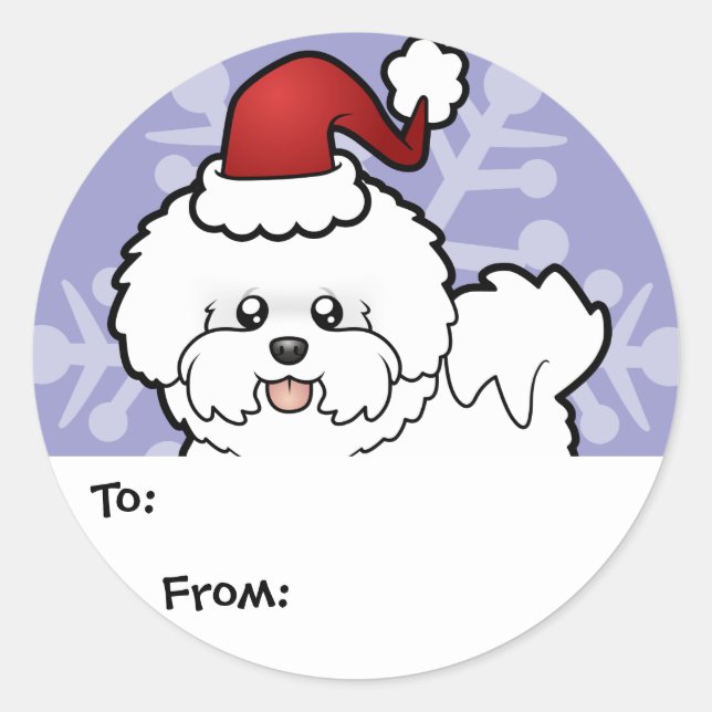 Sticker Rond Noël Bichon Frise (Devant)
