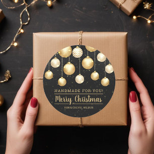 Sticker Rond Noël Black Gold fait main pour vous