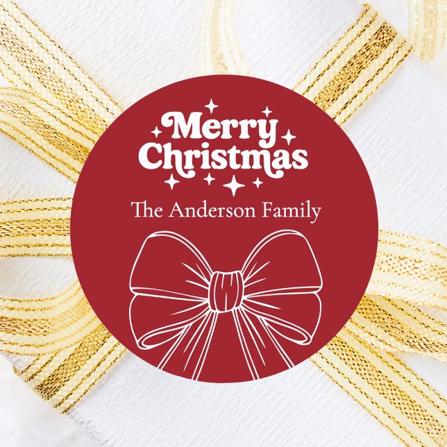 Sticker Rond Noël blanc arc rouge (Créateur téléchargé)