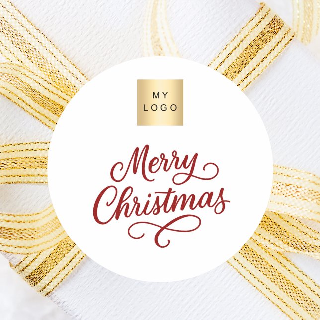 Sticker Rond Noël blanc rouge (Créateur téléchargé)