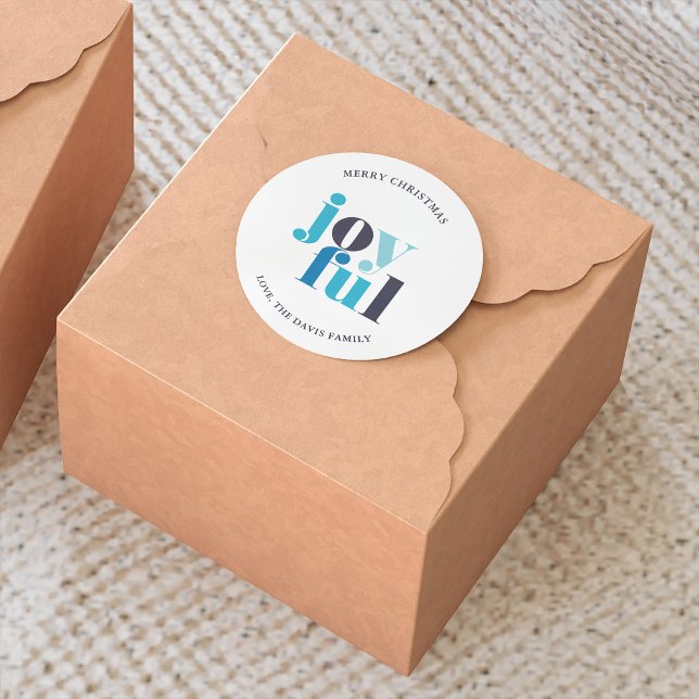 Sticker Rond Noël bleu hiver "Joyeux" (Créateur téléchargé)