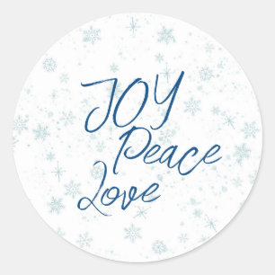 Sticker Rond Noël bleu Joie Paix Amour