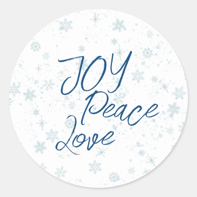 Sticker Rond Noël bleu Joie Paix Amour (Devant)