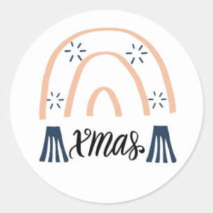 Sticker Rond Noël Boho Arc-en-ciel
