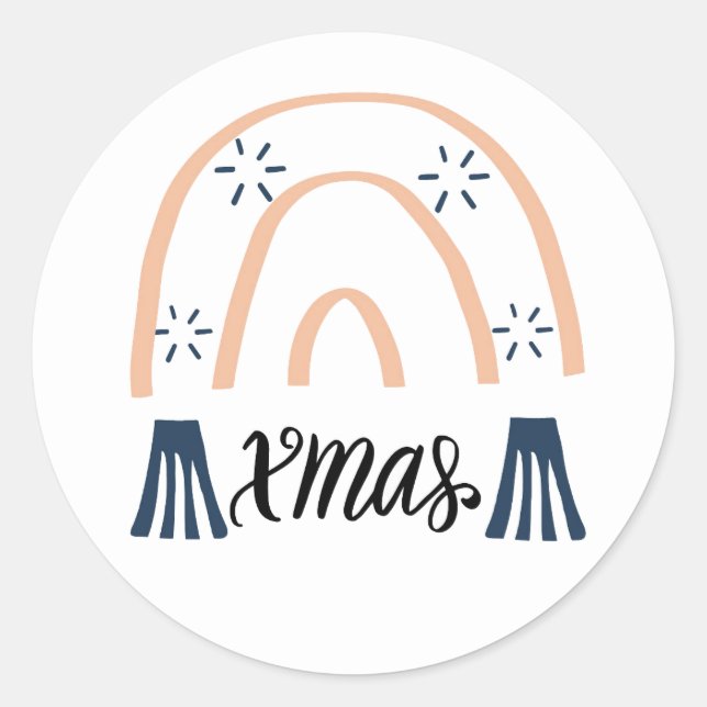Sticker Rond Noël Boho Arc-en-ciel (Devant)