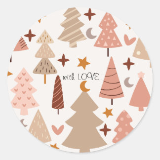 Sticker Rond Noël Boho moderne hiver