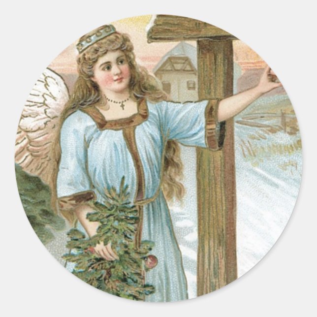 Sticker Rond Noël Bonjour Angel (Devant)