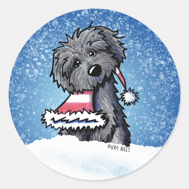 Sticker Rond Noël Bouvier des Flandres (Devant)