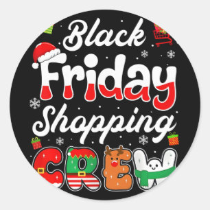 Sticker Rond Noël branché shopping noir vendredi drôle Shopp