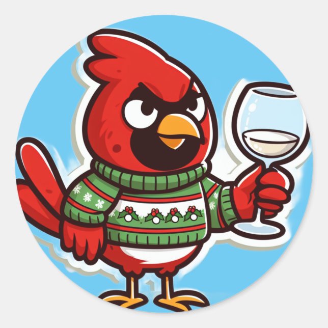 Sticker Rond Noël Cardigan drôle (Devant)