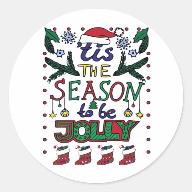 Sticker Rond Noël C'Est La Saison (Devant)
