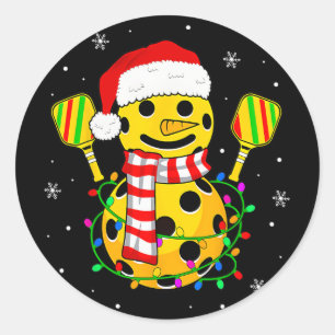 Sticker Rond Noël Chapeau Snowman Cadeaux Pour Noël Funny Pickl