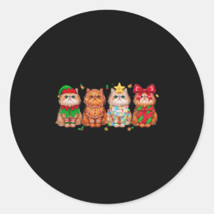 Sticker Rond Noël Chat Peret Lumières Fête Gingerpain C