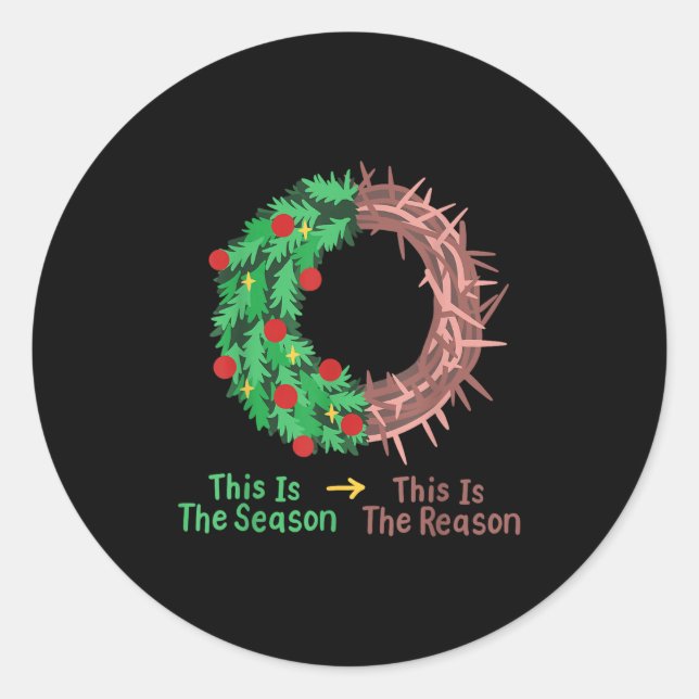 Sticker Rond Noël chrétien Jésus C'Est La Saison Le R (Devant)