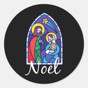 Sticker Rond Noel - Christmas Advent Nativité Scène North Star