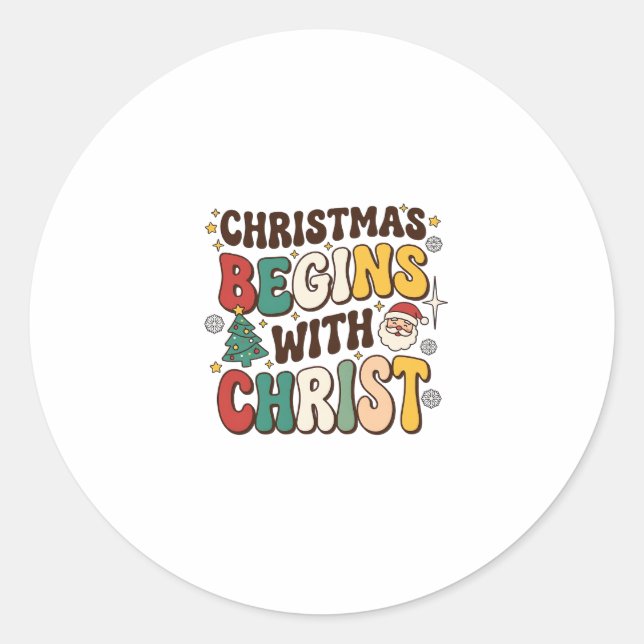 Sticker Rond Noël Commence Avec Le Christ Décoration De Sapin D (Devant)