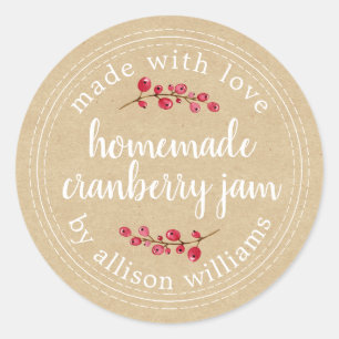 Sticker Rond Noël Confit de Cranberry Maison Peut Papier Kraft
