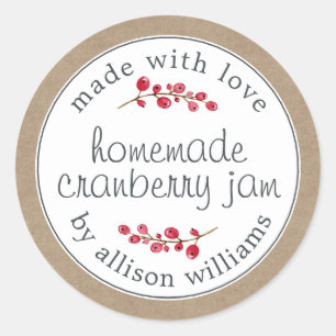 Sticker Rond Noël Confit de Cranberry Maison Peut Papier Kraft