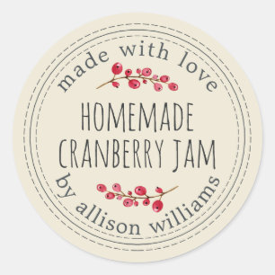 Sticker Rond Noël Confiture de Cranberry Maison Blanc Antique