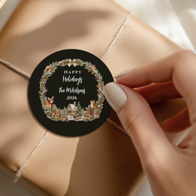 Sticker Rond Noël Conte de Fées Bois Enchanté (Créateur téléchargé)
